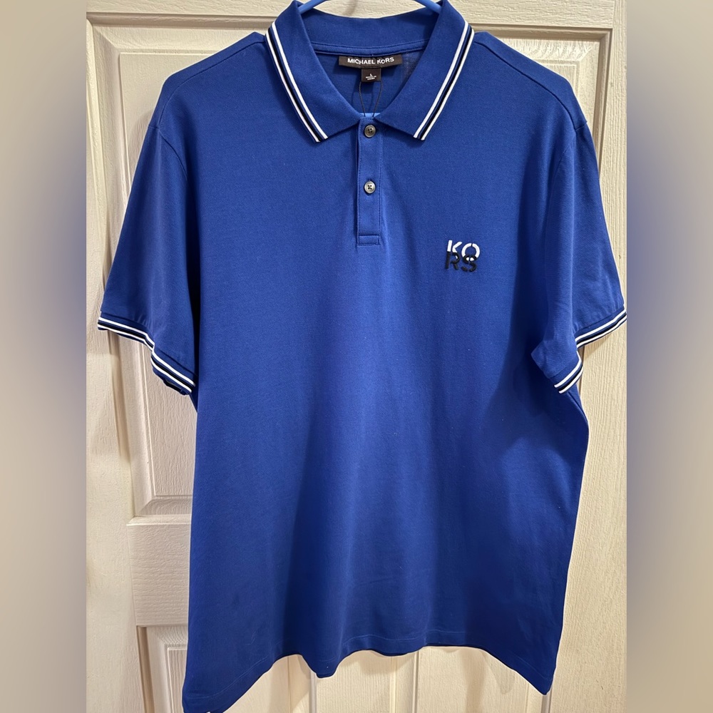 MK Michael Kors Liquid Blue Polo Logo shirt - Large